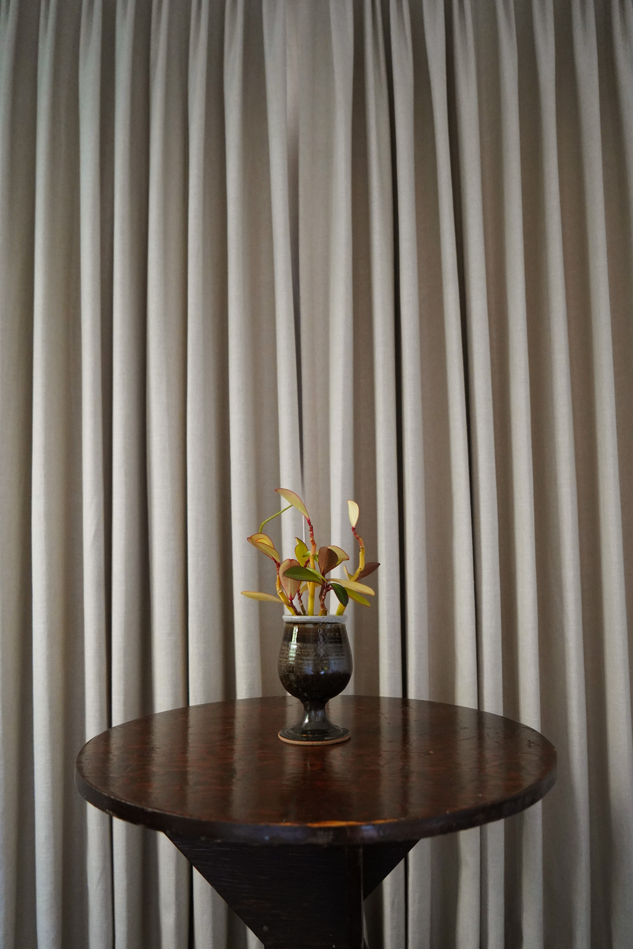 Detail of pleated linen drapery